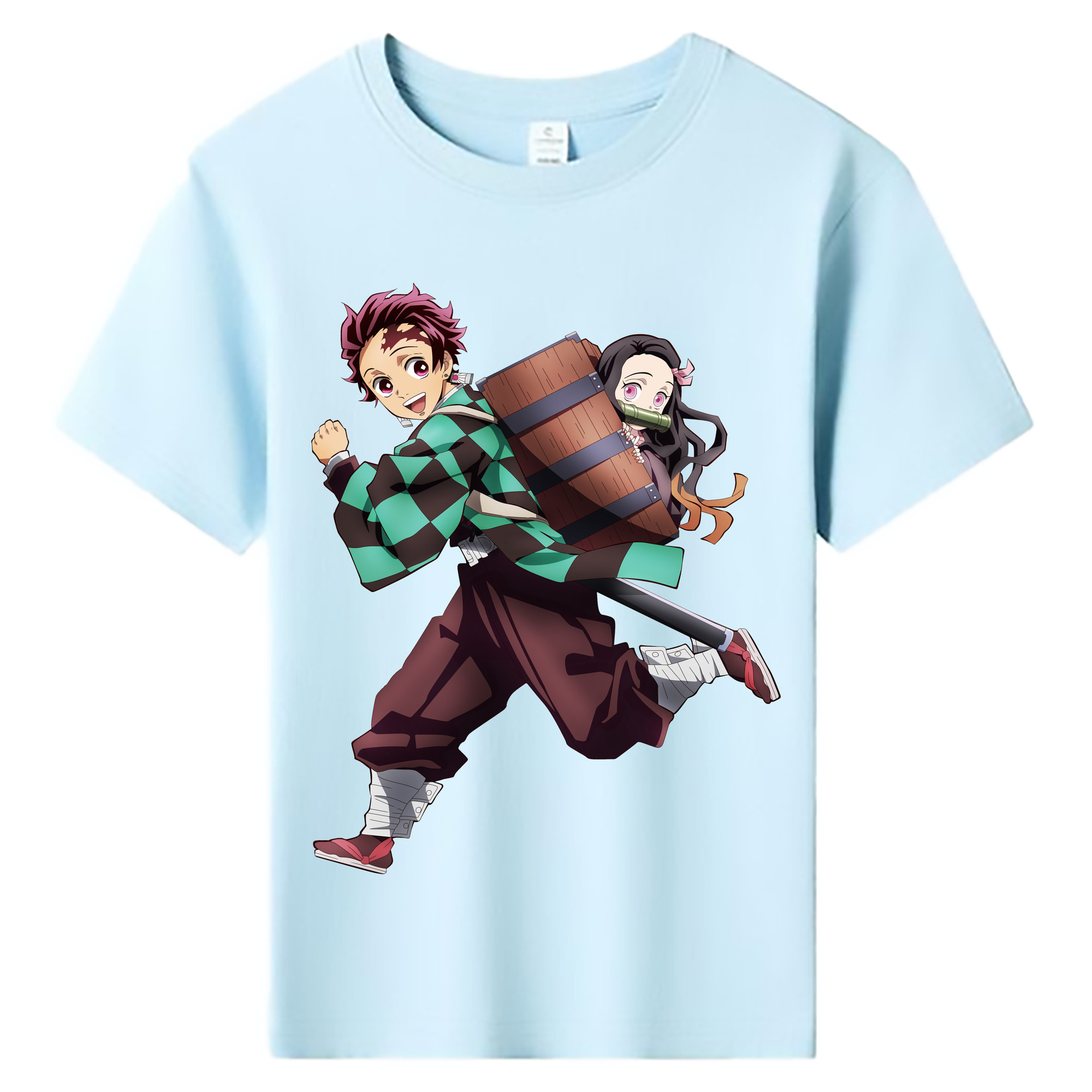 （画像用） 鬼滅の刃 竈門 炭治郎／かまど たんじろう Kamado Tanjirou 綿100％キッズTシャツ（フロントプリント）